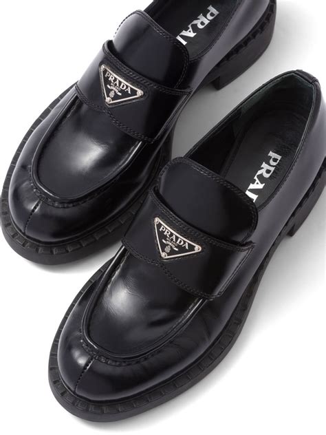 prada patent triangle logo loafer nero|Prada Men's Triangle Logo Leather Loafers .